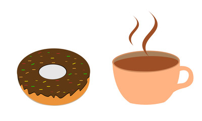 Coffee and donut vector