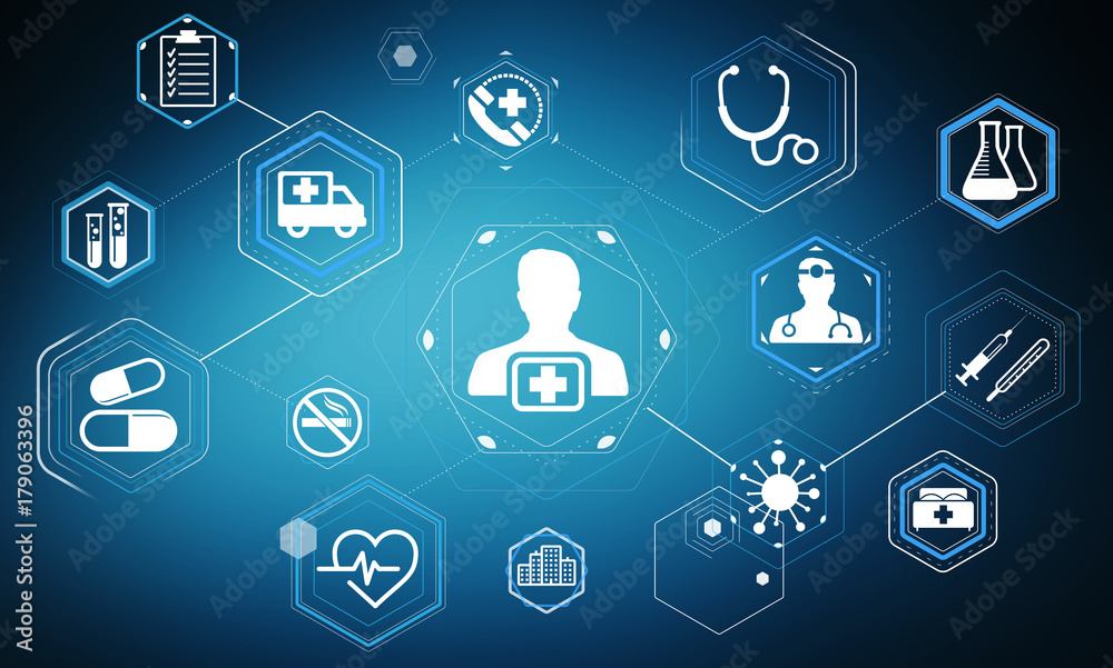 Aufkleber modern medical interface with icons 3d rendering
