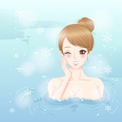 woman with hot spring