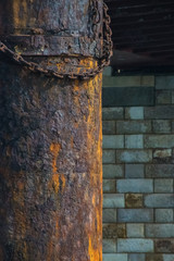 Old and rusty bridge column