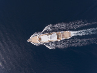 Super yacht top view during cruise  © nexusseven