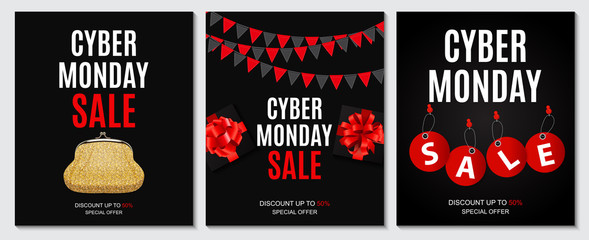 Cyber Monday Sale Deals Design Template Collection Set Vector Illustration