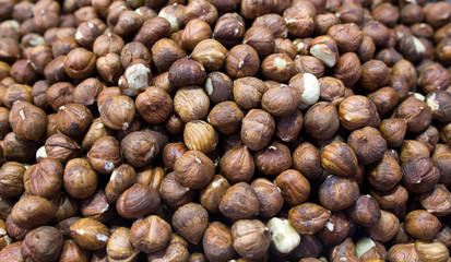 Roasted hazelnuts pile