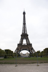 Fototapeta na wymiar Eiffel Tower or Tour Eiffel is a wrought iron lattice tower on the Champ de Mars in Paris, France