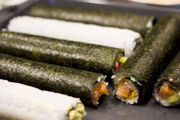 Japanese food sushi and rolls made with your own hands