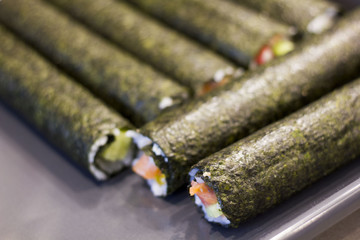 Japanese food sushi and rolls made with your own hands