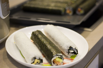 Japanese food sushi and rolls made with your own hands