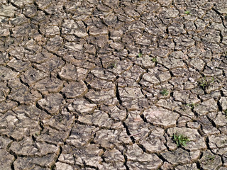 Cracked earth from a dry river bed
