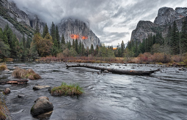 last sunlight in Yosemite valley