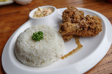 Filipino favorite food Fried chicken with rice