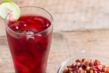 Purple corn juice wood table background