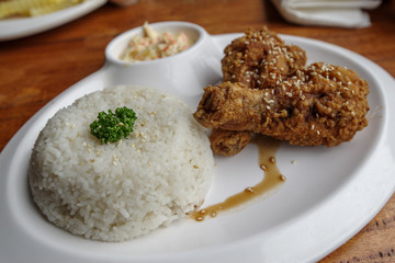 Filipino favorite food Fried chicken with rice