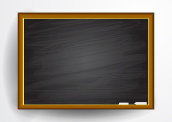 Blackboard background and wooden frame, Dirty chalkboard, Vector illustration