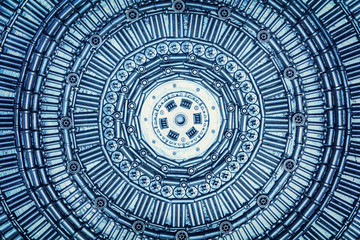 Round silver pattern of metal elements, background, texture