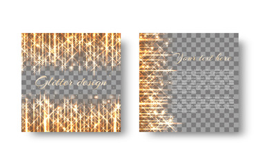 Festive radiant golden background with sparkles of light for the New Year's decoration on the transparent backdrop.