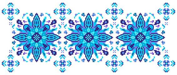 Bright floral pattern for cross-stitching. Abstract vector illustration