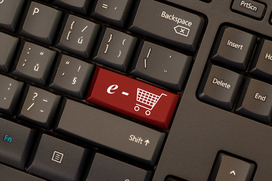 E-commerce red key on keyboard