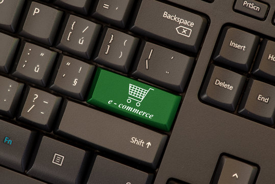 E-commerce green key on keyboard