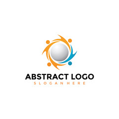 Technology Abstract People Logo Template. Vector Illustrator EPS. 10
