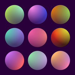 Modern 3d gradient set with round abstract backgrounds. Colorful fluid covers for calendar, brochure, invitation, cards. Trendy soft color. Template with round gradient set for screens and mobile app