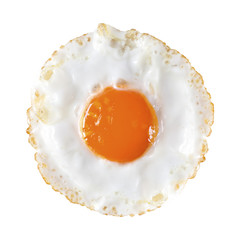 Fried egg isolated on white background with clipping path