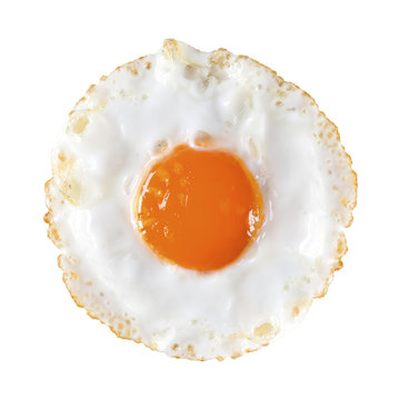 Fried egg isolated on white background with clipping path