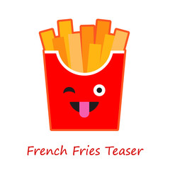 Banner French Fries Emotions. Cute cartoon. Vector illustration.