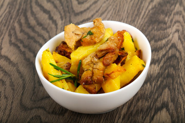 Fried potato with pork