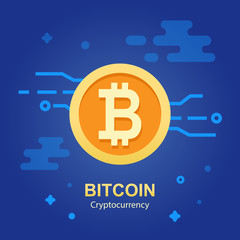 Bitcoin concept. Cryptocurrency logo sigh