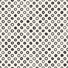 Fototapeta na wymiar Hand drawn black and white ink abstract seamless pattern. Vector stylish grunge texture. Monochrome geometric scattered shapes lines