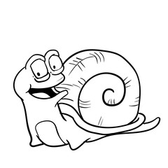 Hand drawn Smiley Snail cartoon-Vector Illustration