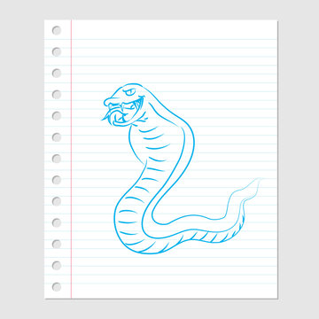 Illustration of Snake Cartoon on paper sheet -Vector illustration