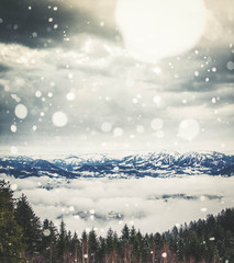 Winterliches Alpen Panorama mit Textfreiraum