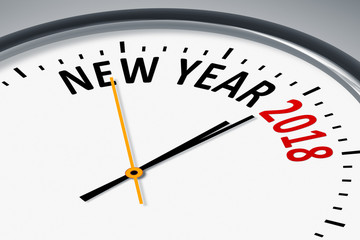 Fototapeta na wymiar clock with new year 2018