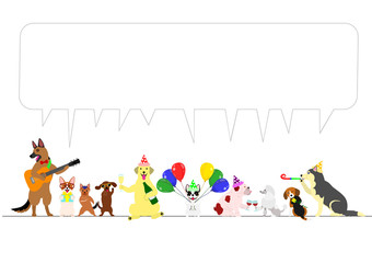 Fototapeta premium party dogs border with speech bubbles