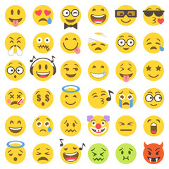 vector flat emoticons set 2
