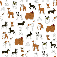 Breeds of dogs Seamless pattern. Minimalism. Vector illustration