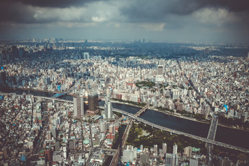 Obraz premium Tokyo city skyline aerial view, Japan