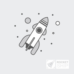 Start Up Business Outline Line Vector Icon Rocket startup. Spaceship for design. Infographic Template. Flat illustration