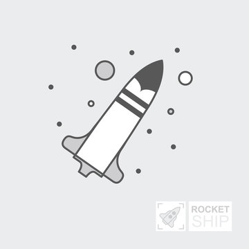 Start Up Business Outline Line Vector Icon Rocket startup. Spaceship for design. Infographic Template. Flat illustration