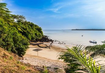 Fototapeta na wymiar West Africa Guinea Bissau Bijagos Islands - Paradise bay with golden sands