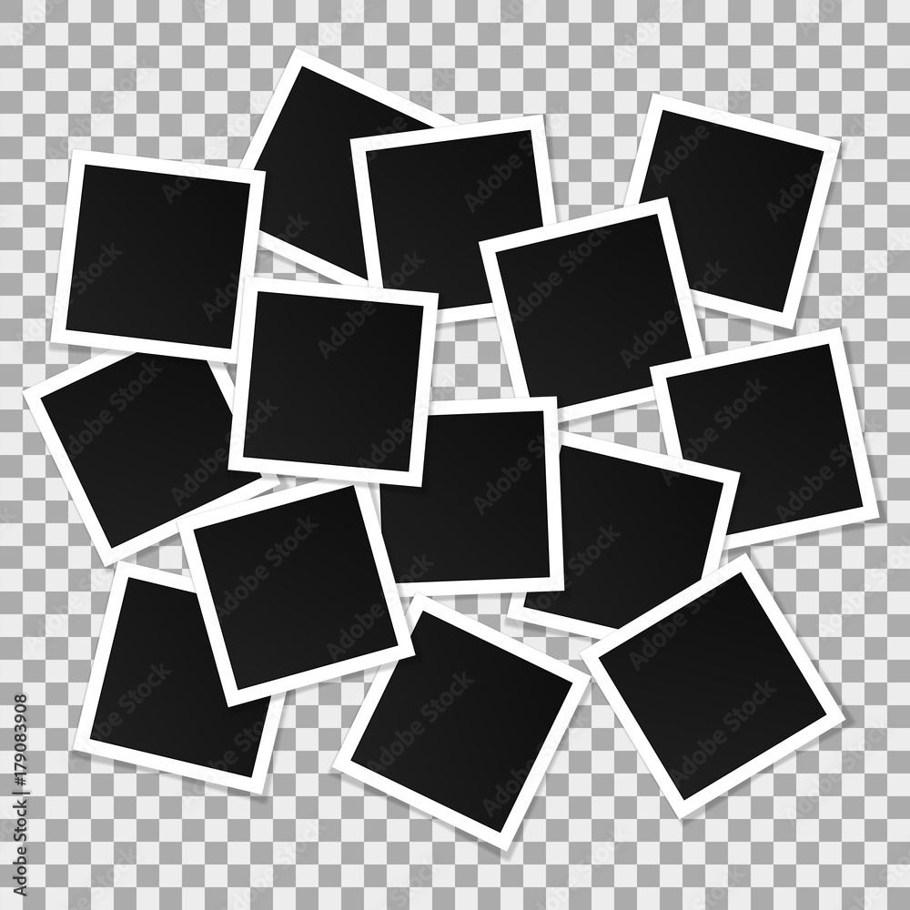 Wall mural set of square vector photo frames. collage of realistic frames isolated on transparent background. t