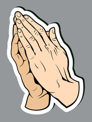 hands folded in prayer. Sticker