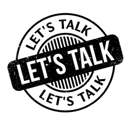 Let us Talk rubber stamp. Grunge design with dust scratches. Effects can be easily removed for a clean, crisp look. Color is easily changed.