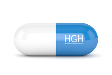 3d render of  HGH pill over white