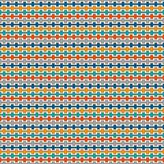 Bright colors seamless pattern with battlement curved lines. Repeated geometric figures wallpaper. Modern surface.