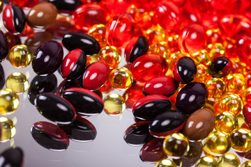 scattering the capsules and tablets
