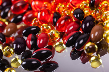 scattering the capsules and tablets
