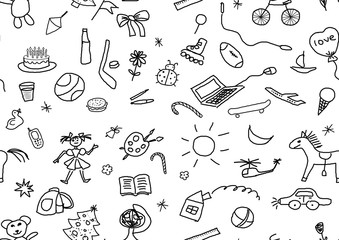 seamless kids drawings set