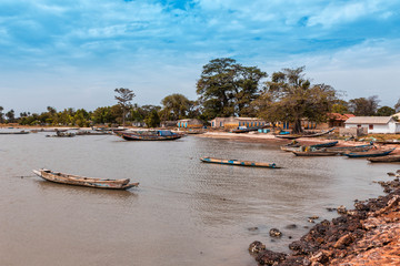 Gambia - small fishing port in Albreda located on the River Gambia